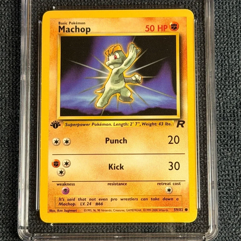 Pokemon Machop 59/82 1st Edition CGC 9 Blue Label TCG 2000 Team Rocket WotC